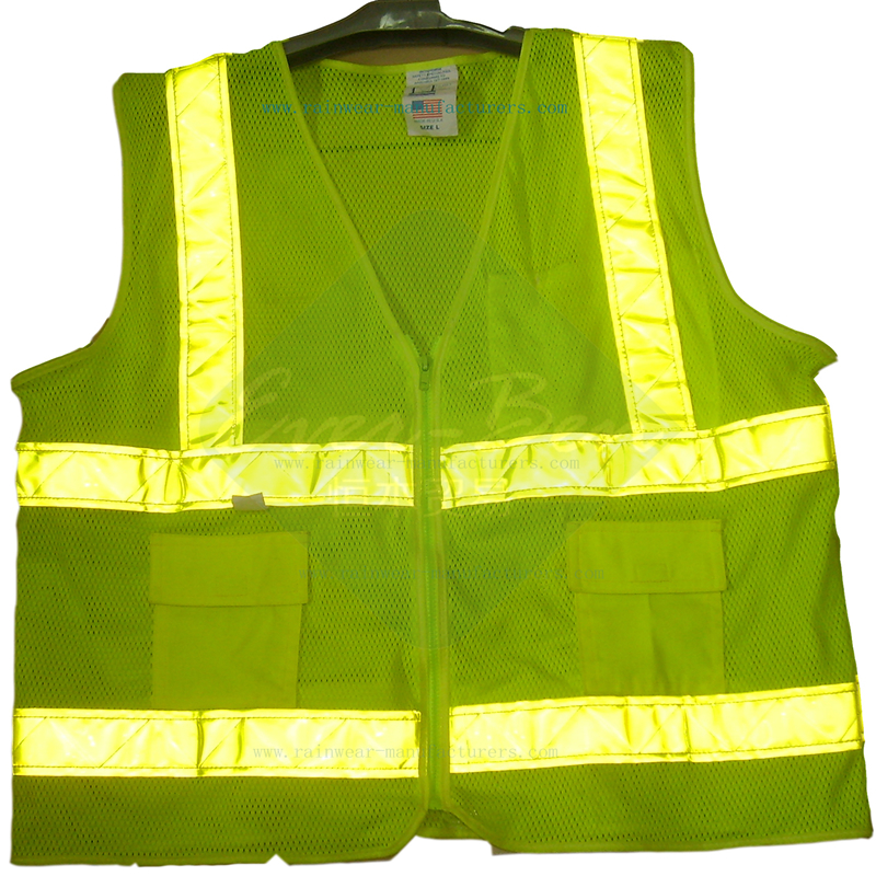 safety work vest with pockets luminous cycling jacket supplier